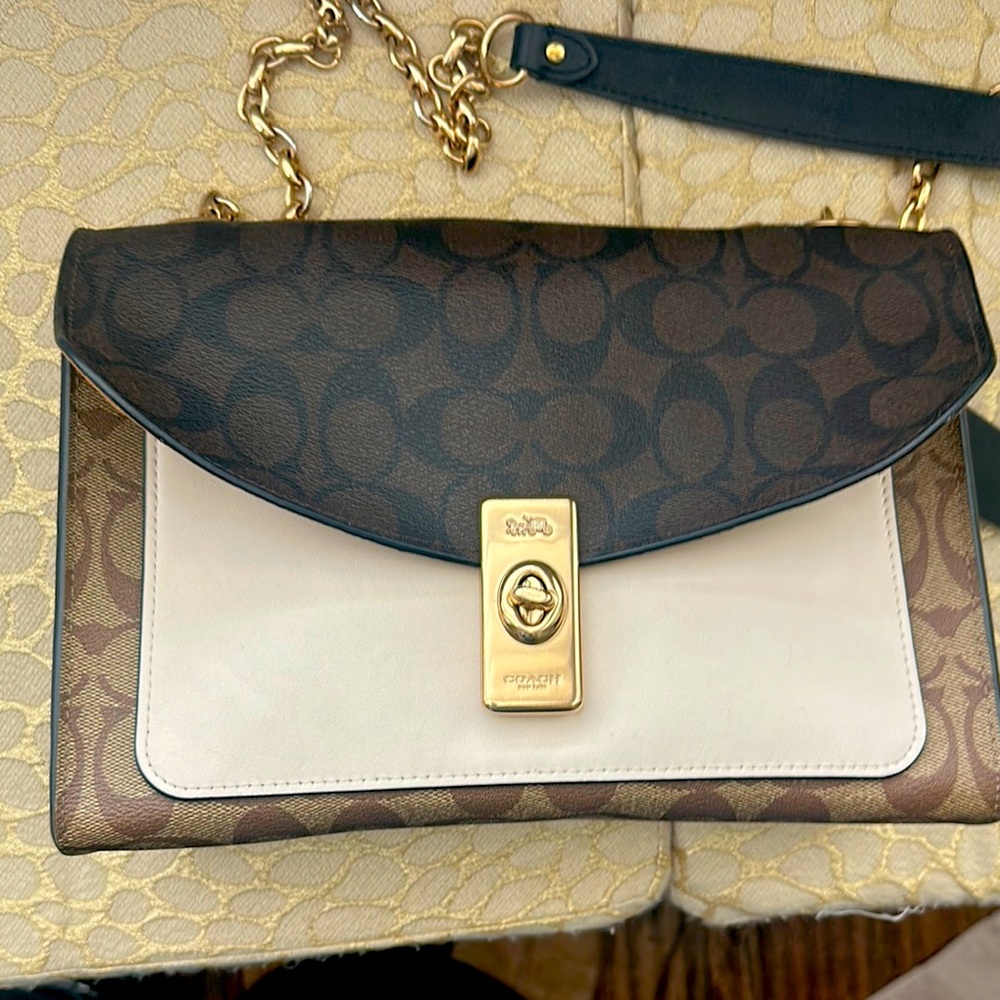 Coach Brown and Cream Shoulder Bag